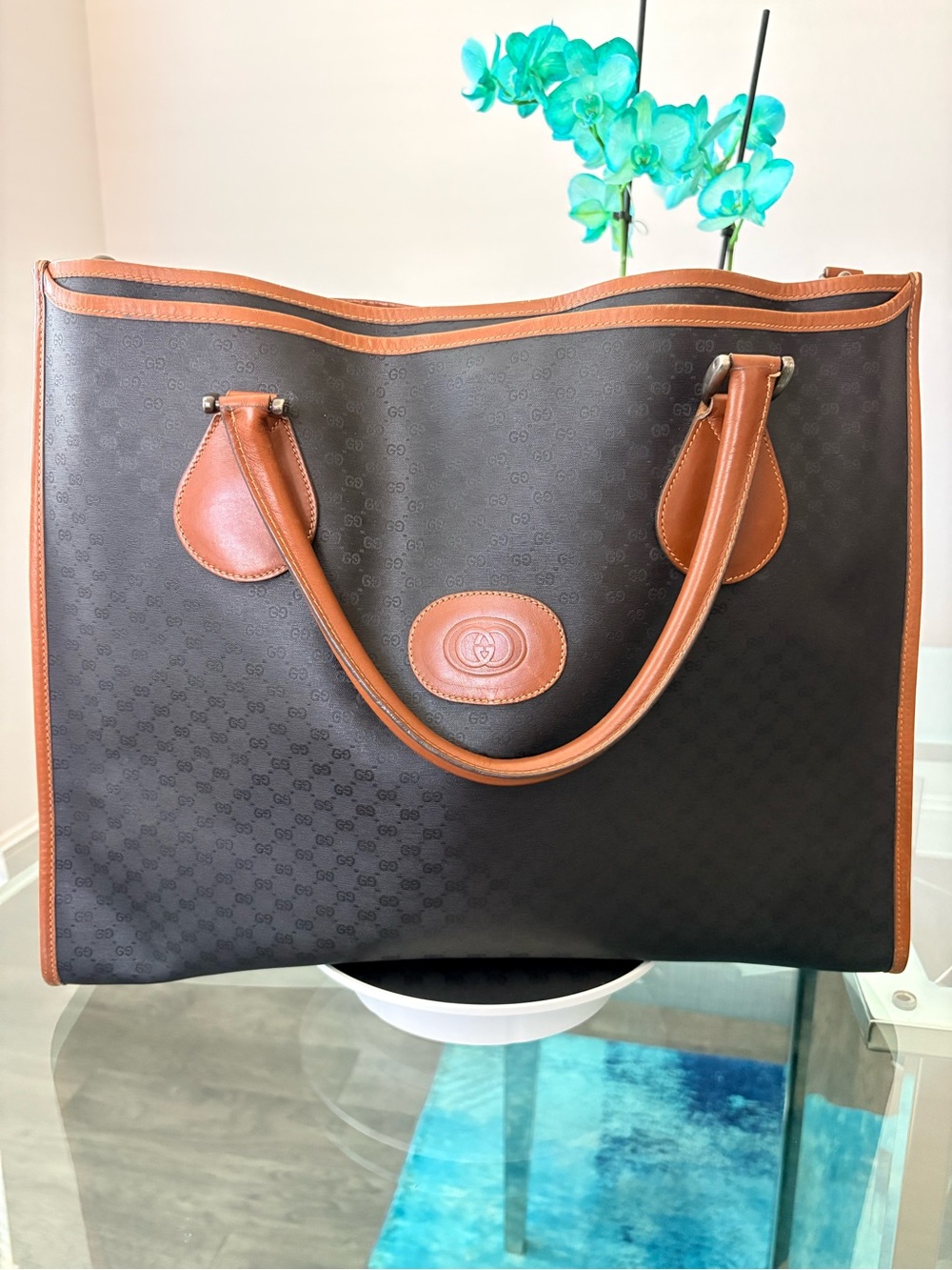Vintage 1980s Gucci Micro GG Monogram Business Tote Bag
